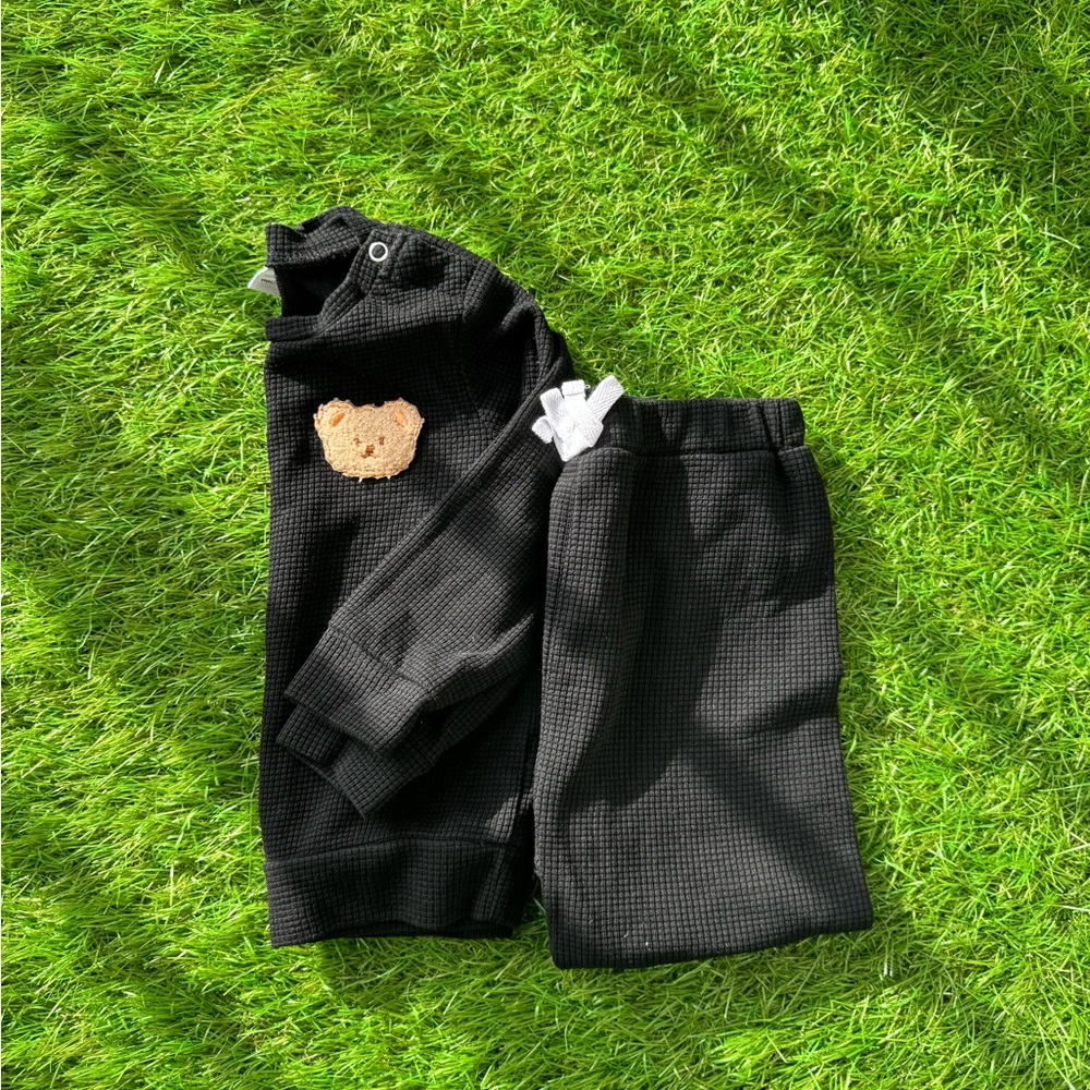 PatPat 2pc Black Pajama Set